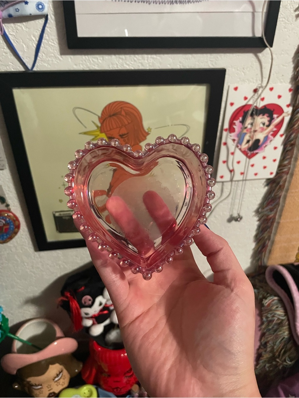 Dolls Kill Pink Heart Glass Trinket Dish